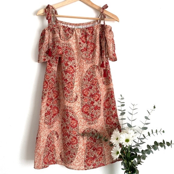 Madewell Silk Cold Shoulder Dress  in Dusty Blush - Picture 1 of 5